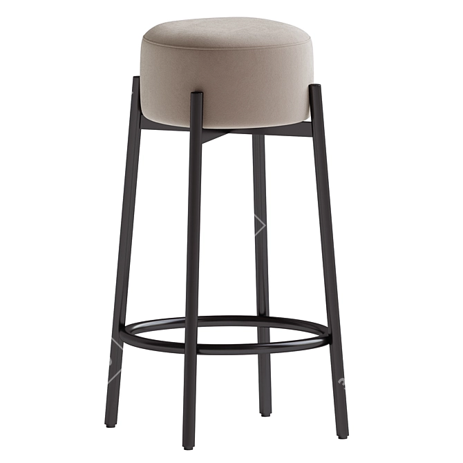 Modern Upholstered Metal Frame Stool 3D model image 2