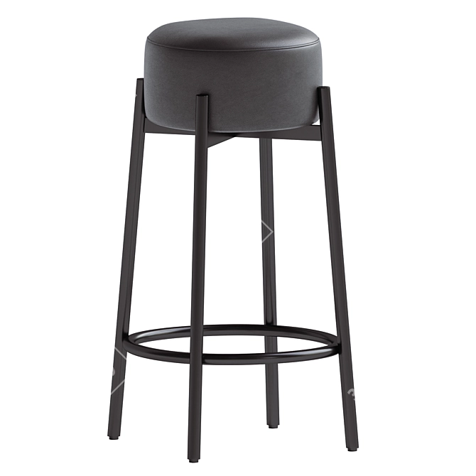 Modern Upholstered Metal Frame Stool 3D model image 3