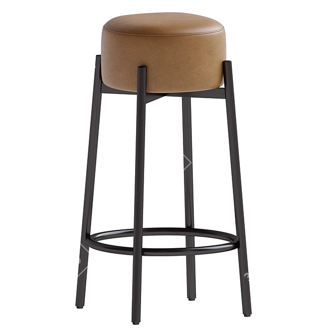 Modern Upholstered Metal Frame Stool 3D model image 4