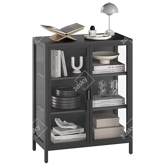 Elegant Black Display Cabinet 3D model image 4