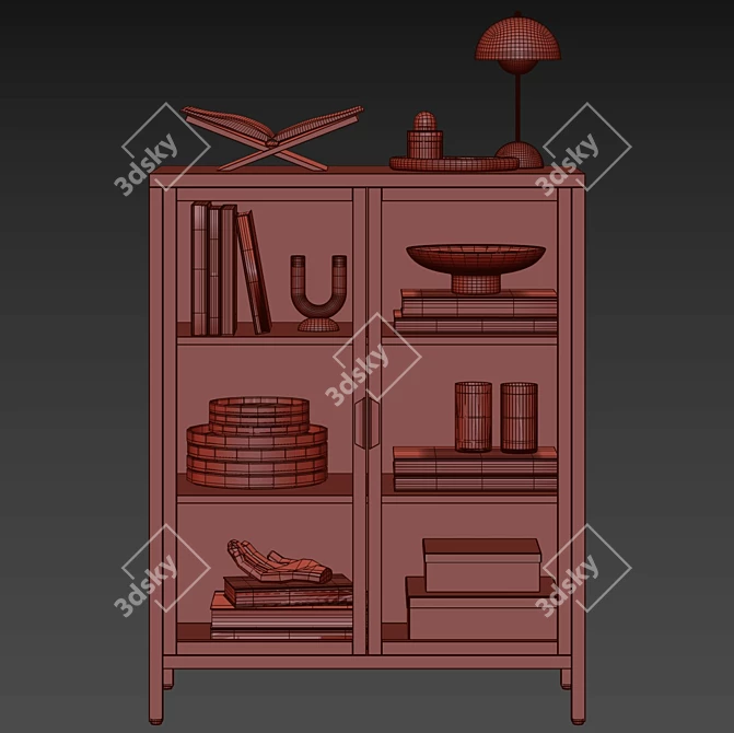 Elegant Black Display Cabinet 3D model image 5