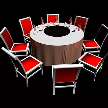 Round Dining Set for 8 3D model image 1 