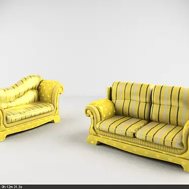 Classic Divan and Sofa 3D model image 1 