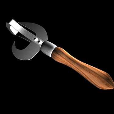 Elegant Wood-Handled Can Opener 3D model image 1 