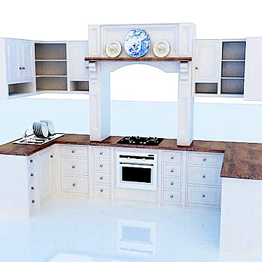 English Style Kitchen Design 3D model image 1 