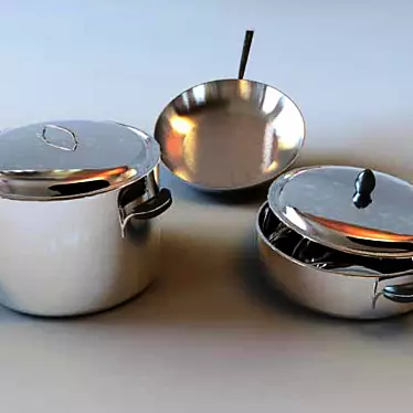 Lagostina Cookware Set: 2 Saucepans and Frying Pan 3D model image 1 