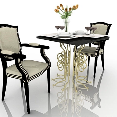Classic Table and Chairs 3D model image 1 