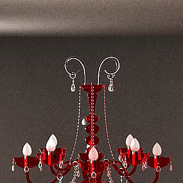 Elegant Murano Red Glass Chandelier 3D model image 1 