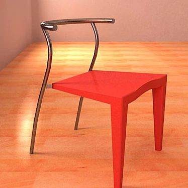 Modern Red Plastic and Chrome Chair 3D model image 1 