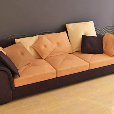 Italian-inspired Split Cushion Sofa 3D model image 1 