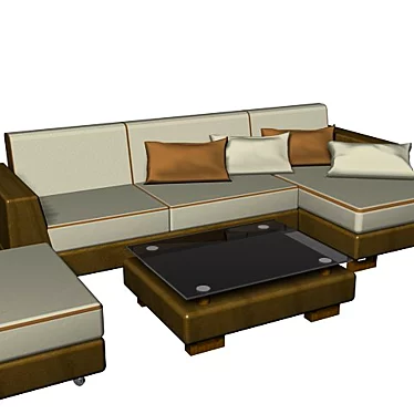 Modern Brown Divan with Magazine Table 3D model image 1 