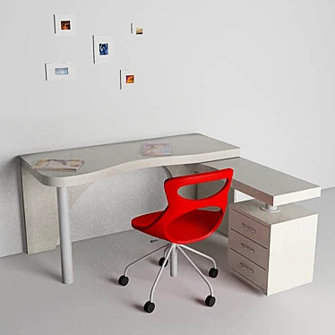 Title: Italian Desk & Chair Set 3D model image 1 