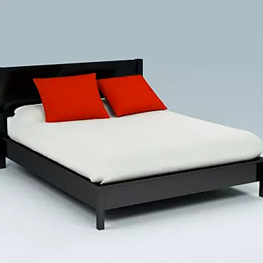 Minimalist Bed with Pillows and Textures 3D model image 1 