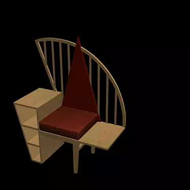 Elegant Wooden Chair with Red Leather Seat 3D model image 1 