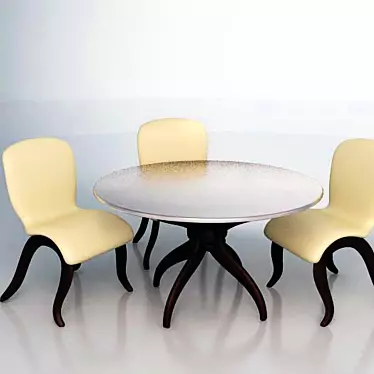 Simple Table and Chairs 3D model image 1 