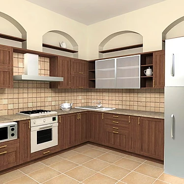 Country Style Kitchen: My Design with Textures 3D model image 1 