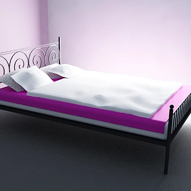 Title: Modern Metal Bed Frame 3D model image 1 