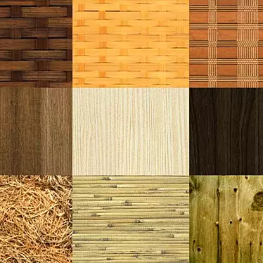 Natural Wood and Rattan Textures 3D model image 1 