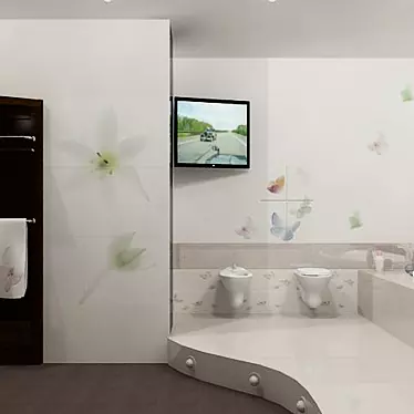 Butterfly Tiles: Bathroom Beautification 3D model image 1 