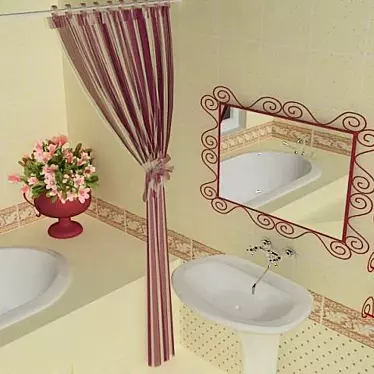 Italian Grand Elegance: Sophisticated Bathroom 3D model image 1 