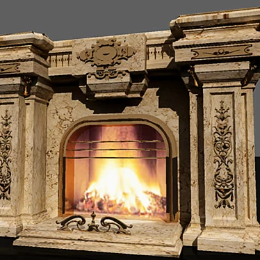 Gilded Brass Fireplace 3D model image 1 