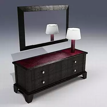 Mirrored Chest with Lamp 3D model image 1 