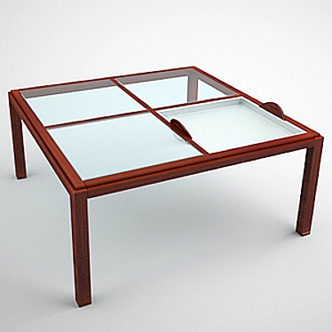 Modern Wood and Glass Kitchen Table 3D model image 1 