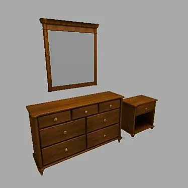 Elegant Lane Mirror Dresser 3D model image 1 