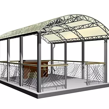 Metal Gazebo with Spherical Roof & Wrought Iron Fencing 3D model image 1 