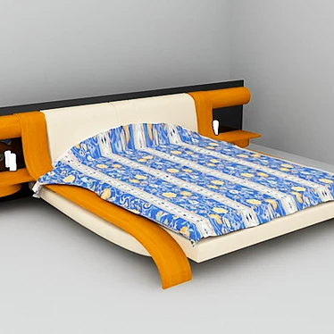 Dreamy Night Wooden Bed 3D model image 1 