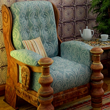 Country-style Armchair 3D model image 1 