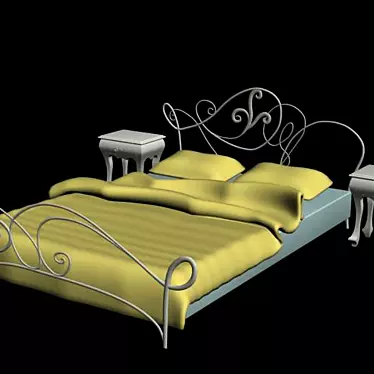 Classic Bed and Bedside Tables 3D model image 1 