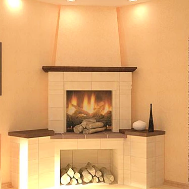 Elegant Corner Fireplace 3D model image 1 