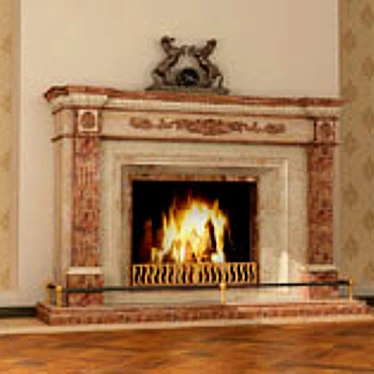 Fireside Time: Fireplace and Watches 3D model image 1 