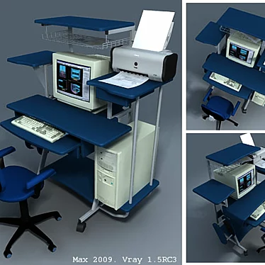 Sleek DIY Computer Desk 3D model image 1 