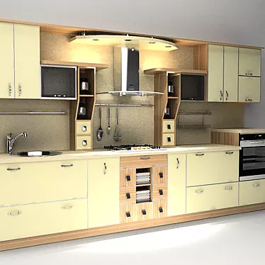 Sleek Illumination: Archive-Inspired Kitchen 3D model image 1 