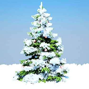 Snowy Herringbone Christmas Tree 3D model image 1 