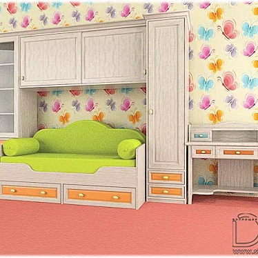 Sweet Dreams: Kids Furniture Set 3D model image 1 