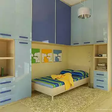 Kids Room Furniture Set 3D model image 1 