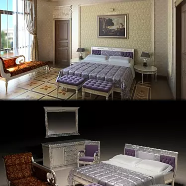 Vintage Versache Bedroom Set 3D model image 1 