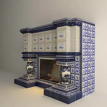 Gzhel Fireplace: Classic Elegance 3D model image 1 