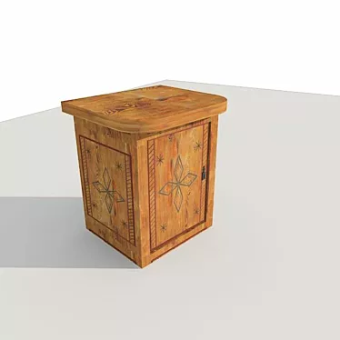 Vintage Estonian 19th Century Bedside Table 3D model image 1 