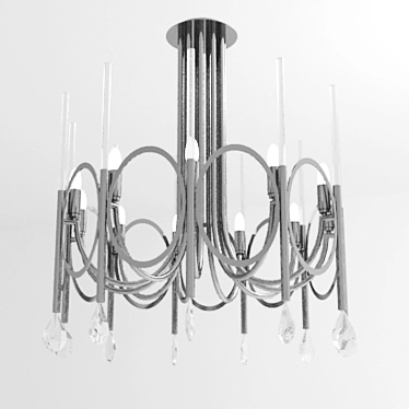 Chrome Crystal Glass Chandelier 3D model image 1 