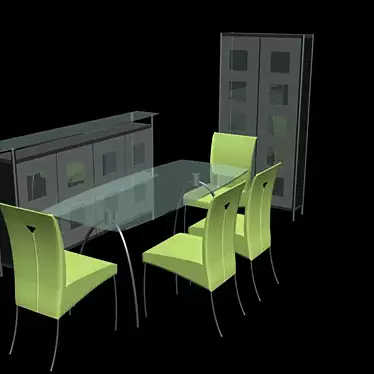 Sleek High-Tech Dining Set 3D model image 1 