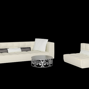 Elegant Living Set: Sofa & Armchair 3D model image 1 