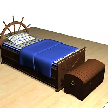 Marine Inspired Bed & Chest 3D model image 1 