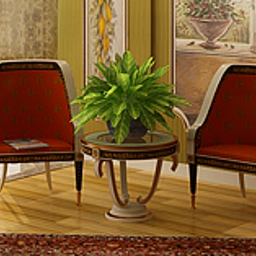 Stylish Seating Set with Table 3D model image 1 