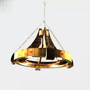 Rustic Wooden Chandelier 3D model image 1 