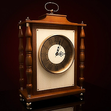 Elegant Wooden Table Clock with Gilded Details 3D model image 1 