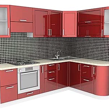 Painted MDF: Sleek Kitchen Cabinet 3D model image 1 